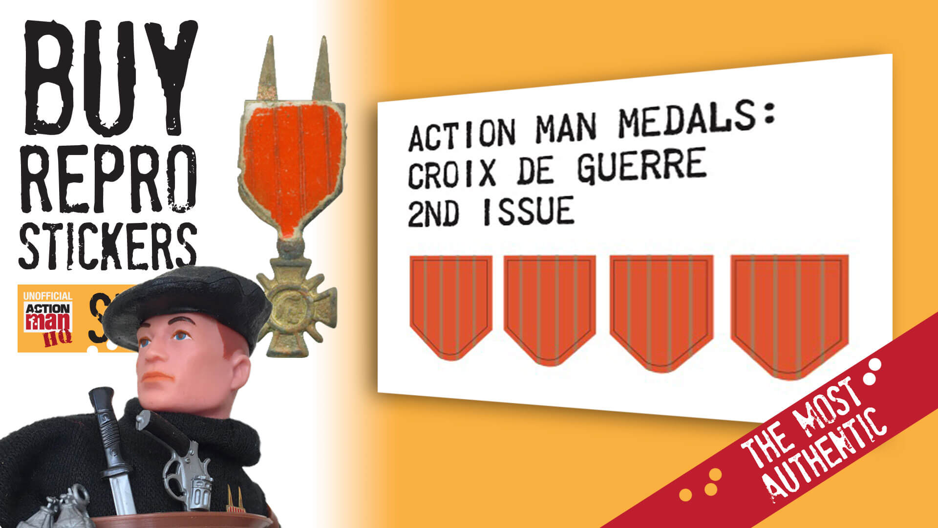Action Man croix de guerre medal ribbon stickers