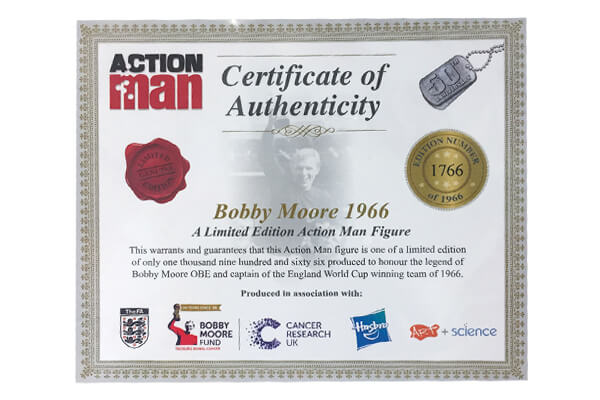 Action Man Bobby Moore Certificate
