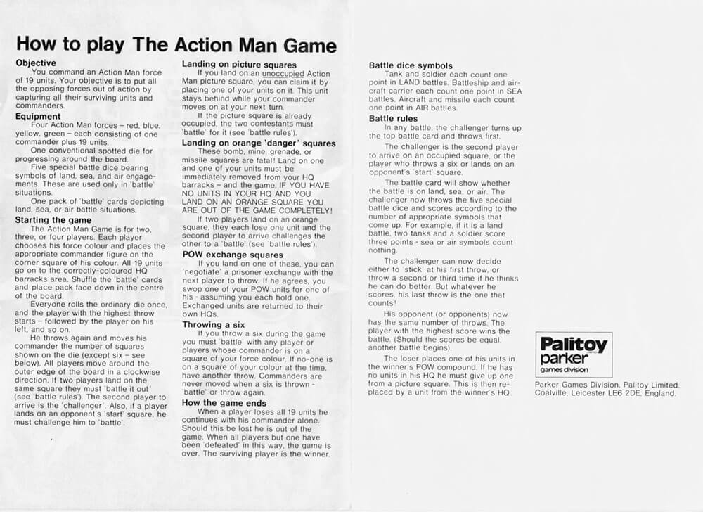 Action Man Game Instructions