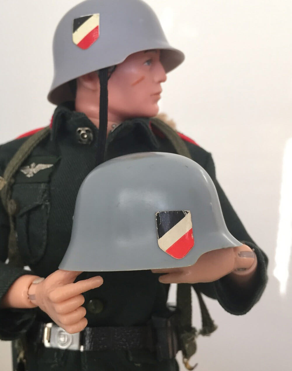 Custom Made Repro German Black stormtrooper infantry helmet ~ Vintage Action Man 