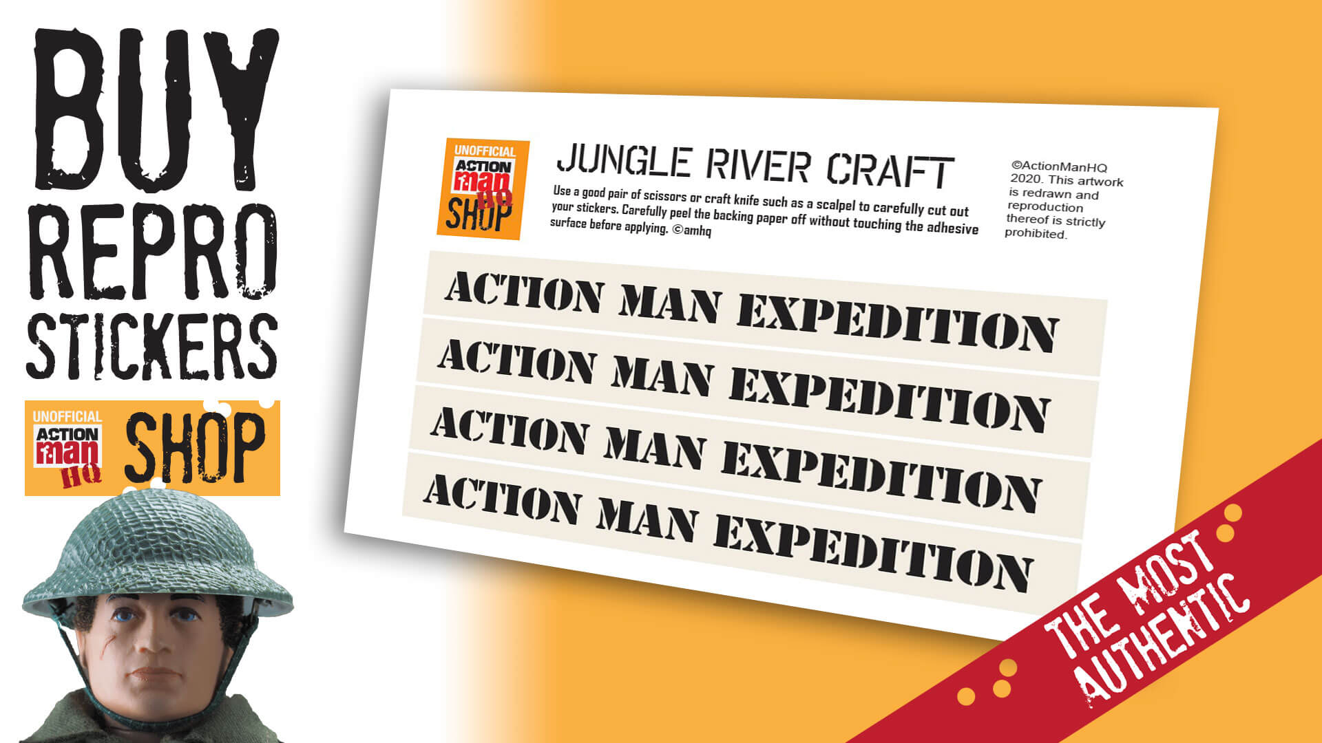 Action Man Jungle Explorer River Craft replacement repro stickers